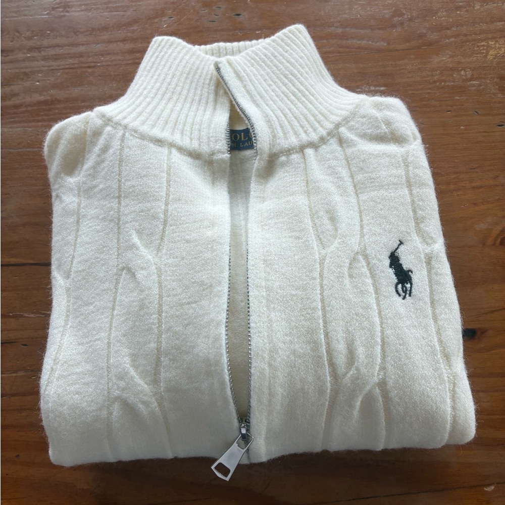Ralph Lauren Men's Zip-Up Sweater in Cream